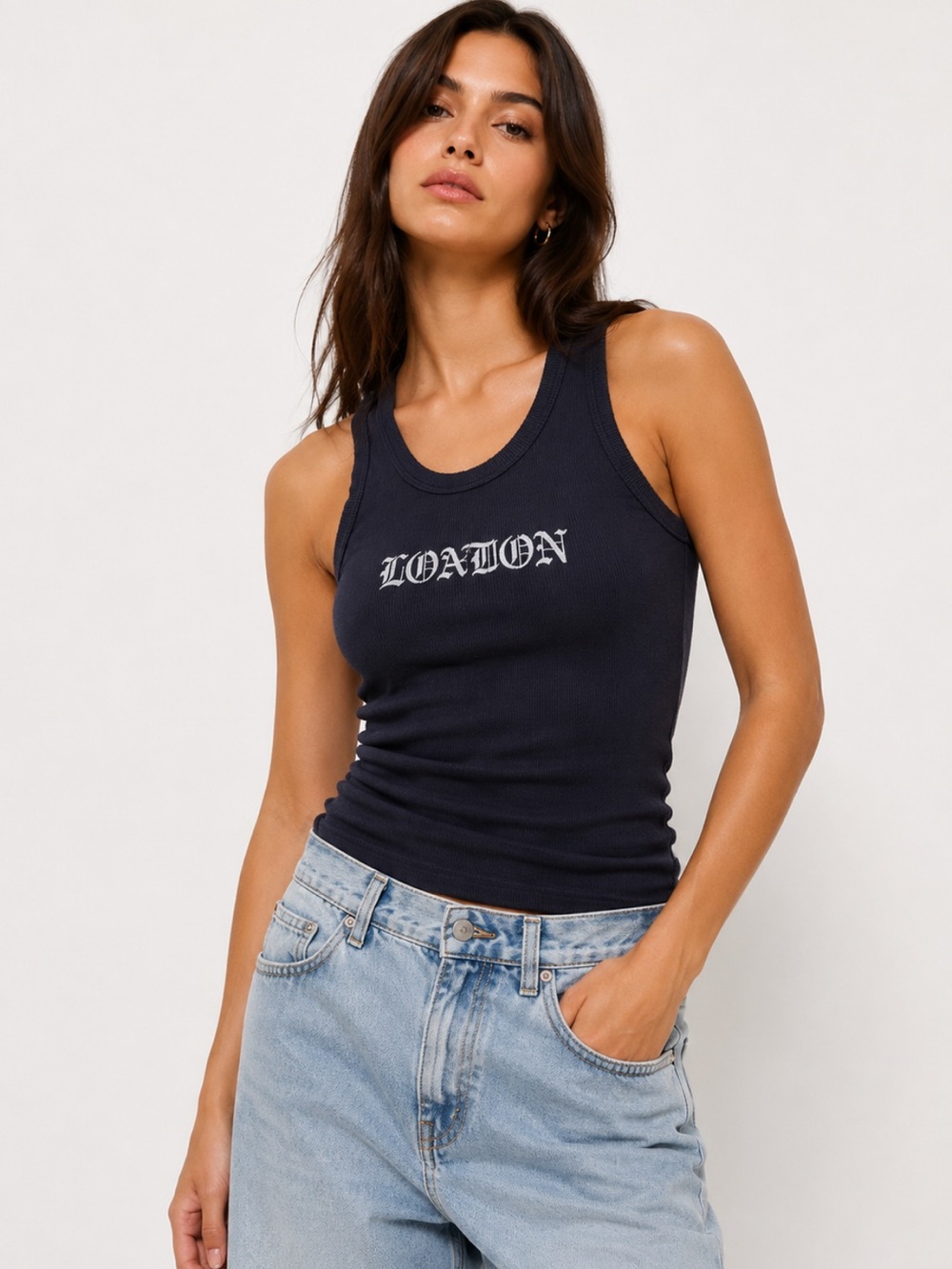 🌹FREE w/purchase Ribbed super soft grunge 'LONDON' Graphic Tank Top